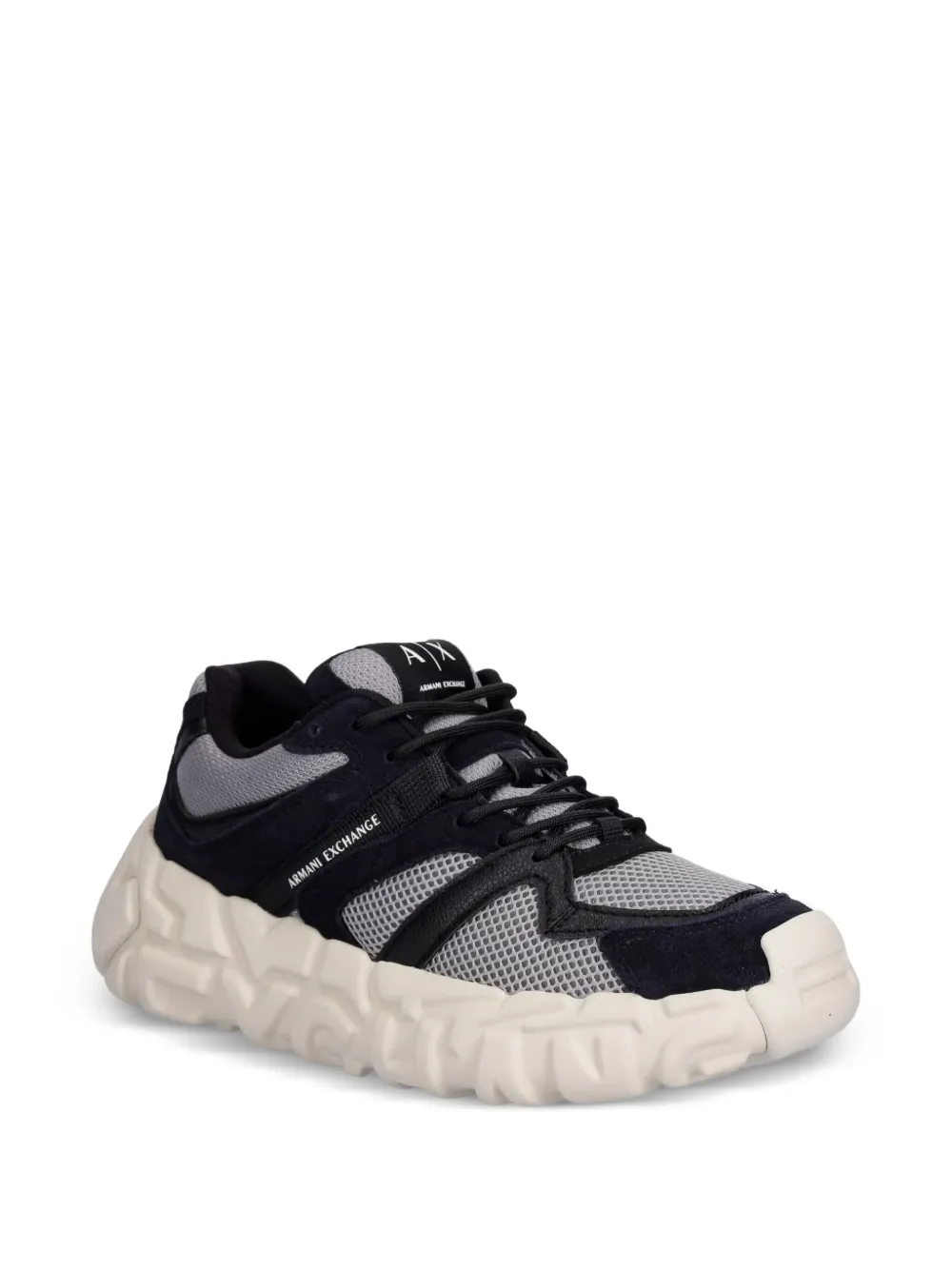Armani Exchange mesh-panelled chunky-sole sneakers Blauw