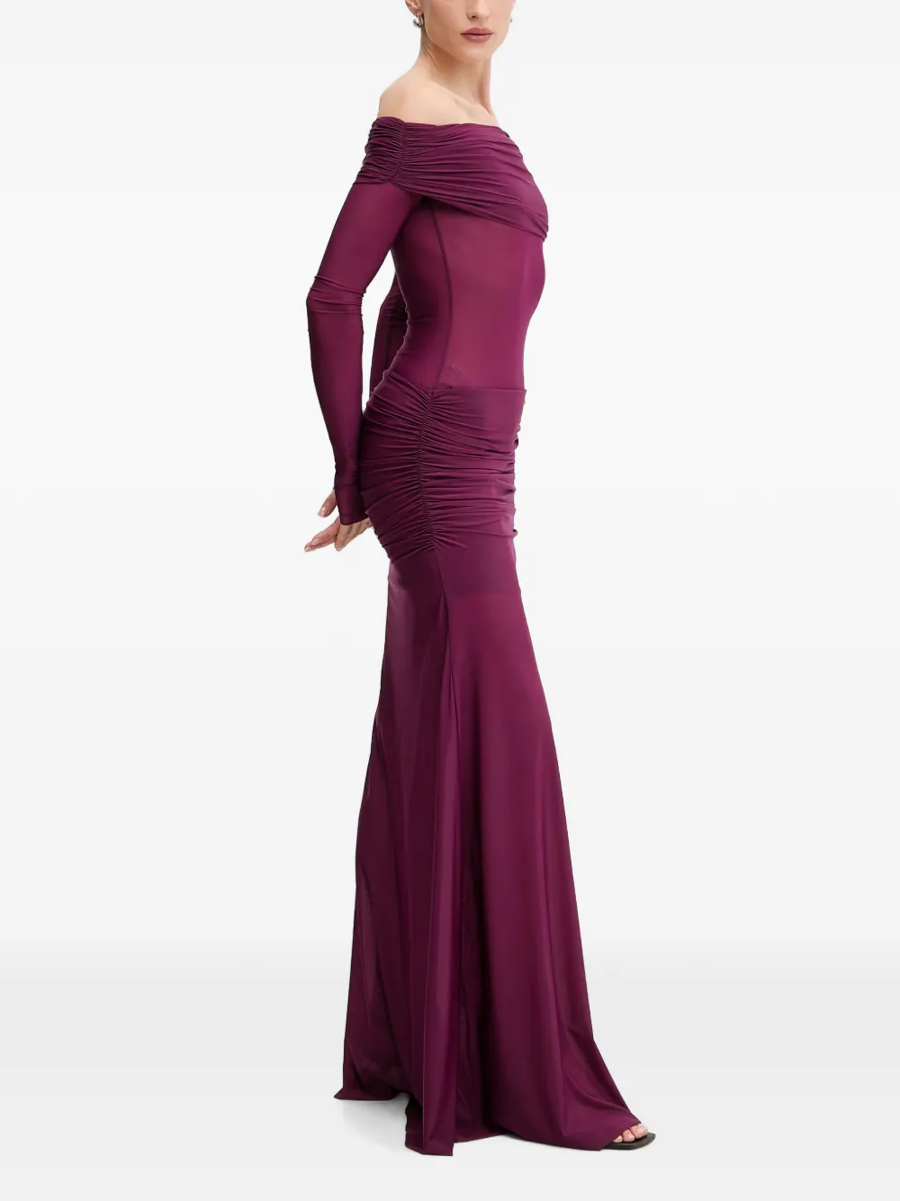 Aniye By Xena off-shoulder asymmetrische maxi-jurk met ruches Paars
