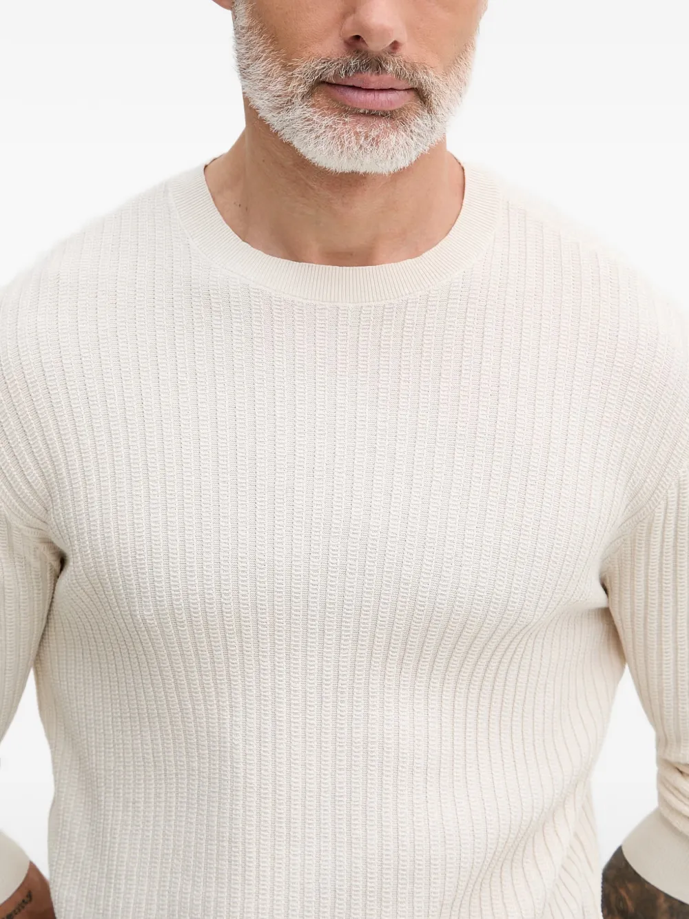 Armani Exchange Ribgebreide trui Beige