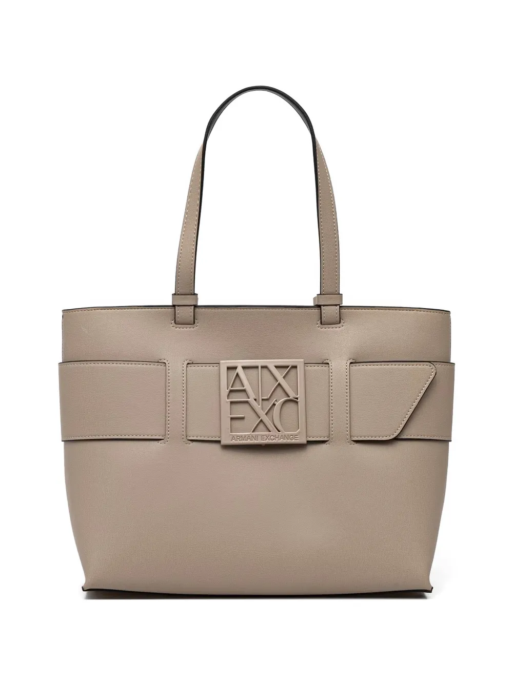 Armani Exchange logo-plaque buckled tote bag - Toni neutri