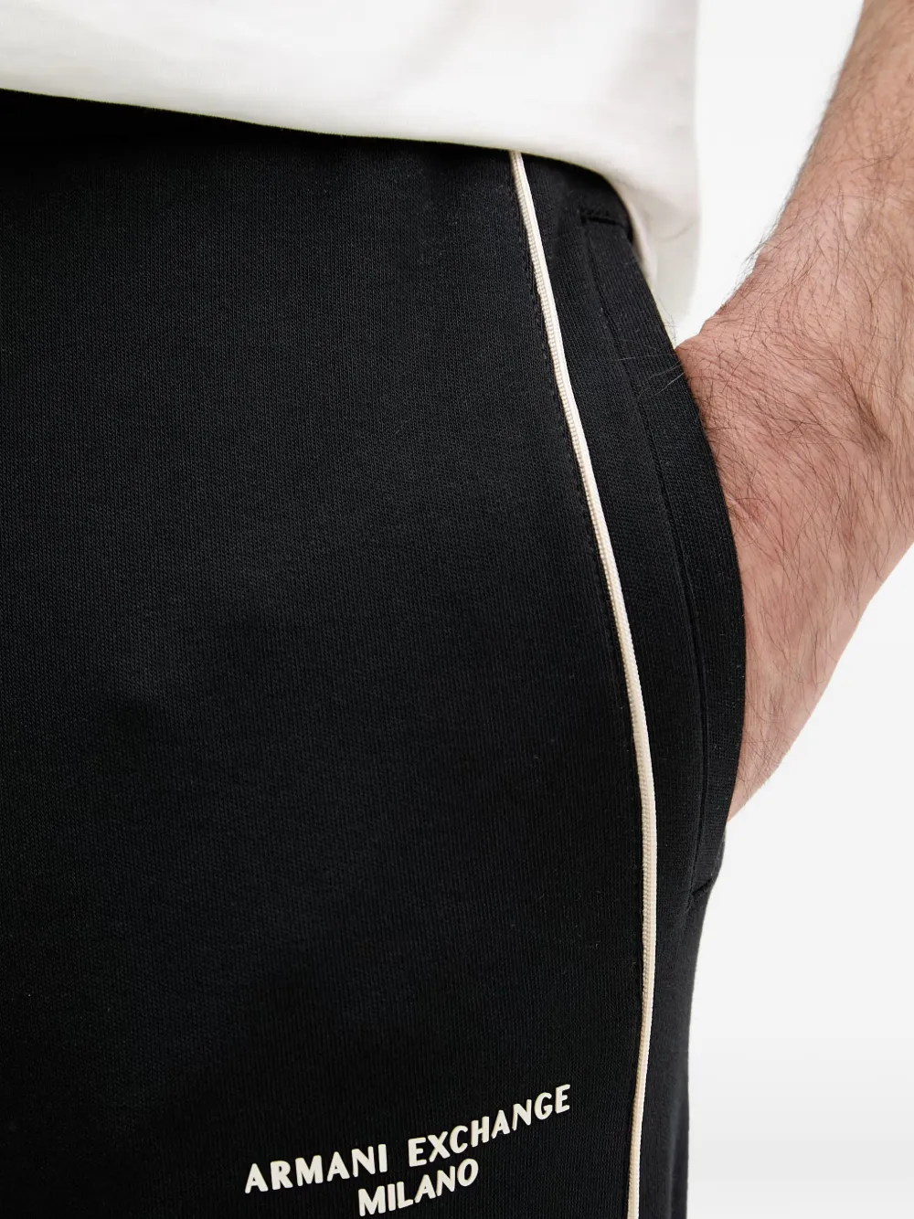 Armani Exchange Trainingsbroek met logo-print en afwerking Zwart