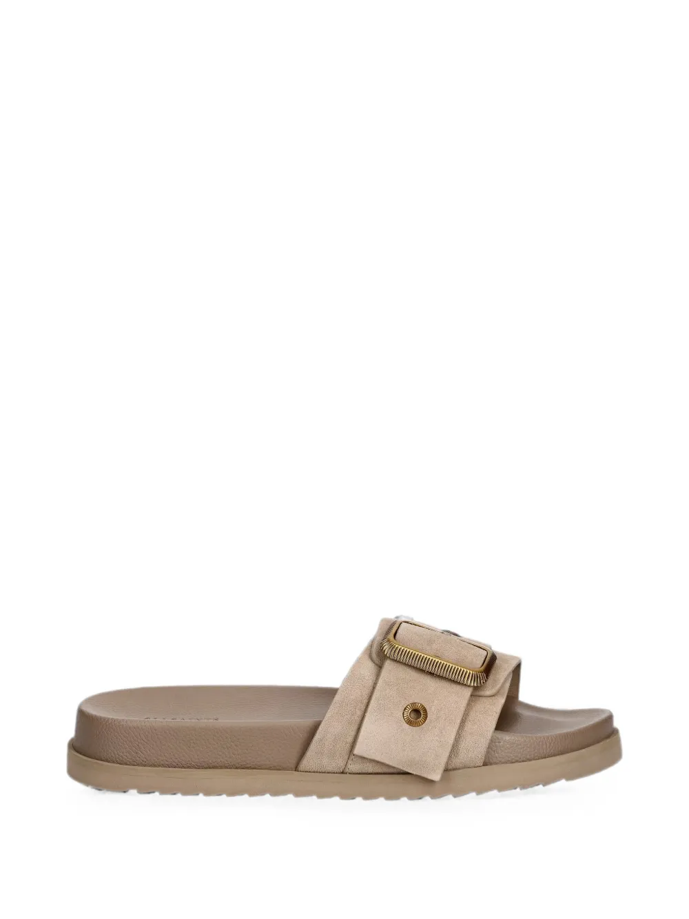 AllSaints Ellie Western buckle-detail slides Beige