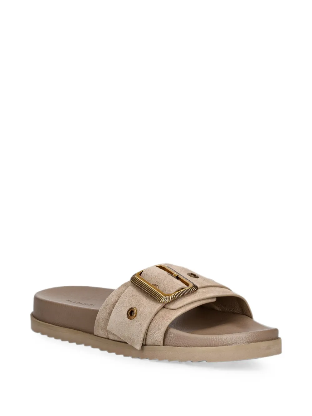 AllSaints Ellie Western buckle-detail slides Beige