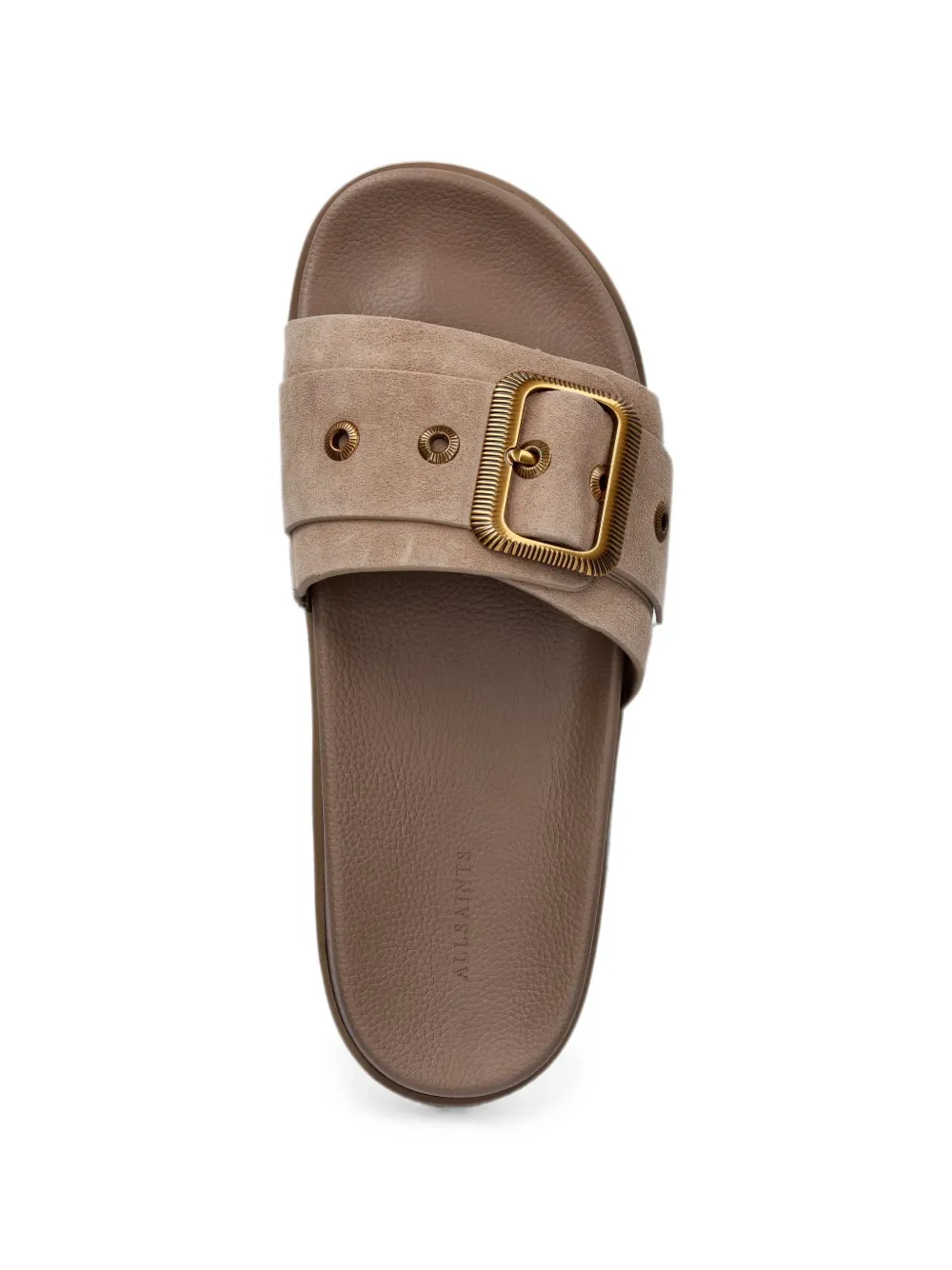 AllSaints Ellie Western buckle-detail slides Beige