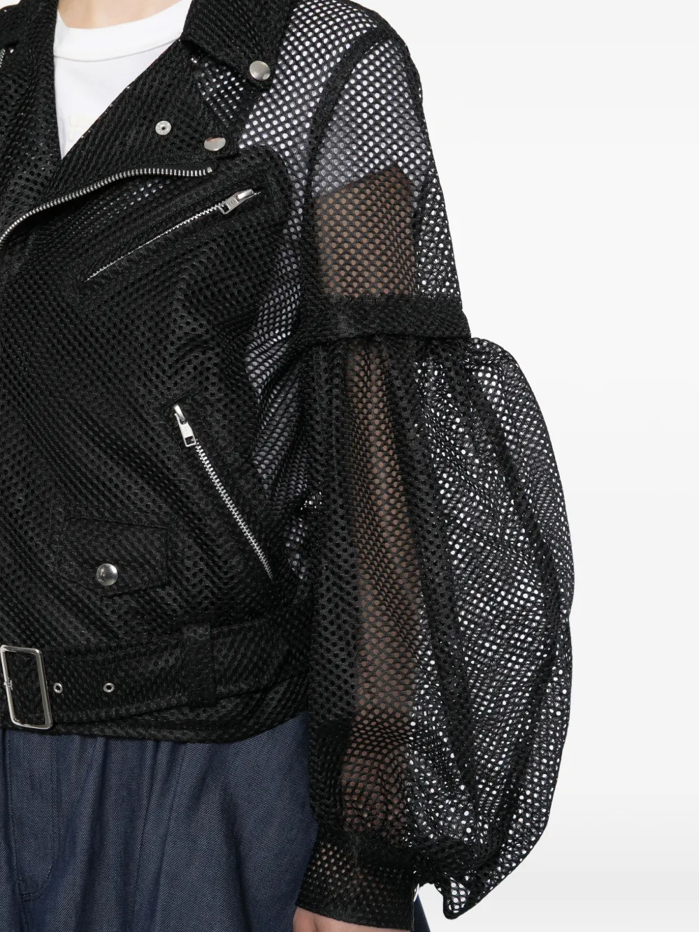 Black Comme Des Garçons Jack met mesh vlakken en pofmouwen Zwart