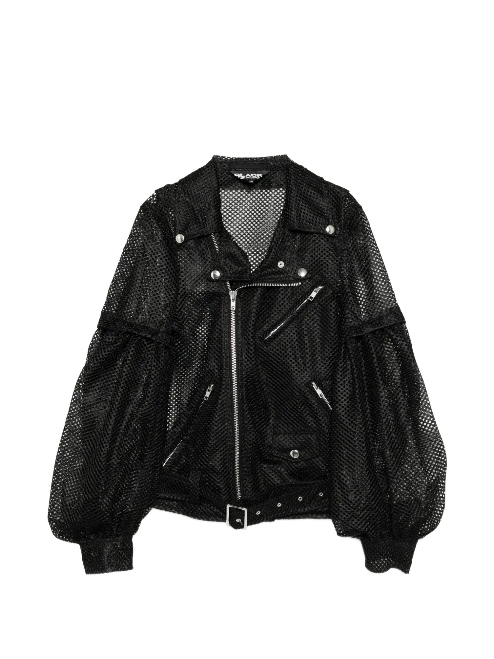 Comme Des Garçons Black mesh-panelled puff-sleeve jacket - Nero