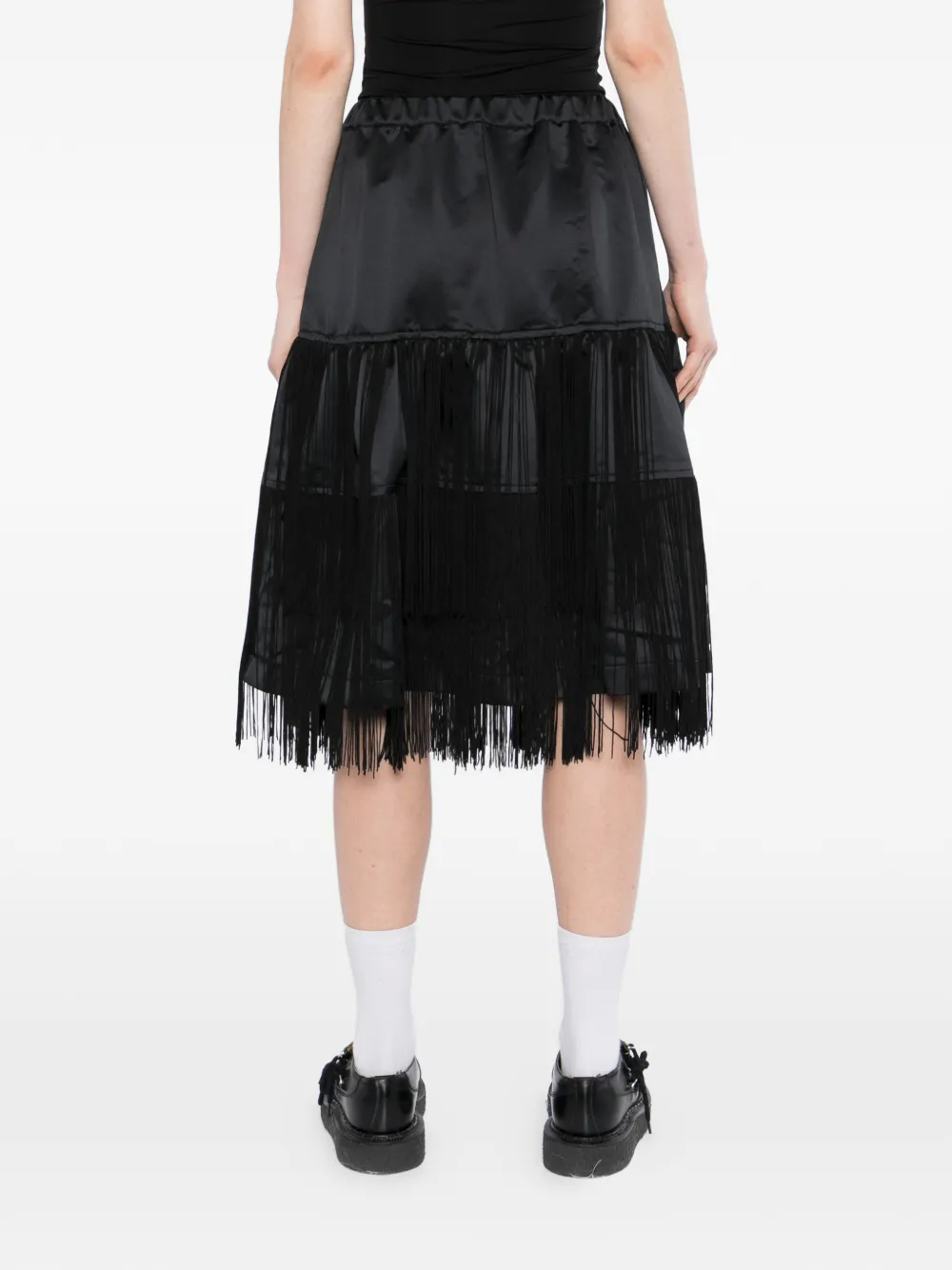Black Comme Des Garçons Gelaagde rok met franje detail Zwart