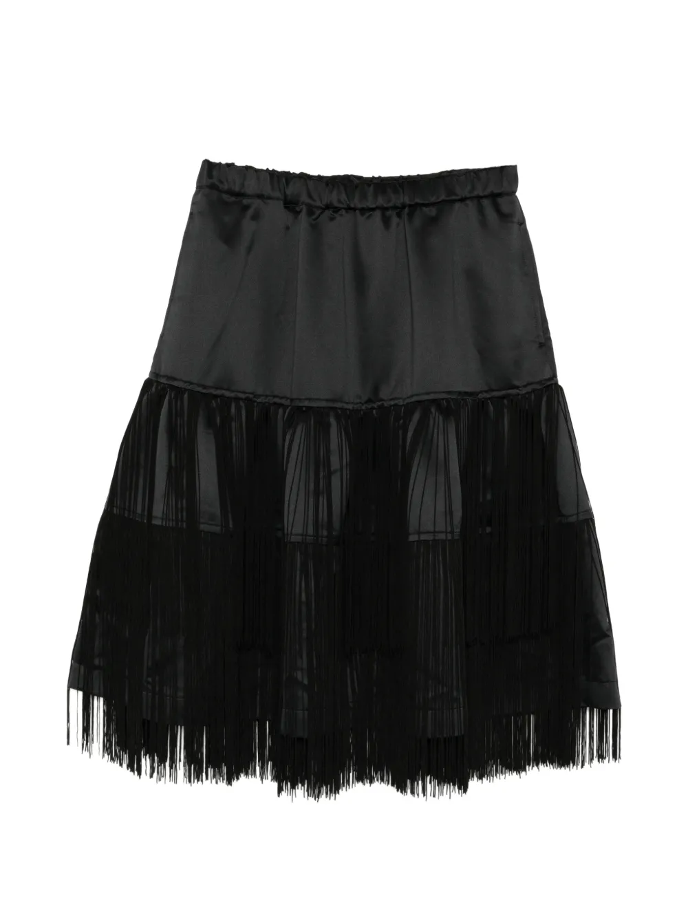 Comme Des Garçons Black fringe-detailed tiered skirt - Nero