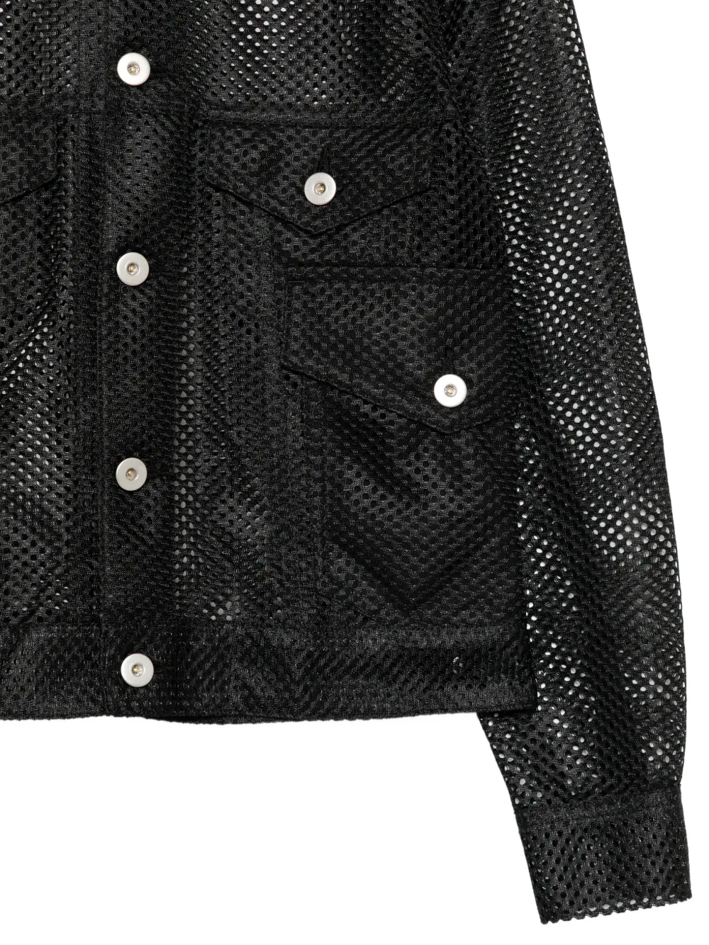 Black Comme Des Garçons Button-up jack met mesh Zwart
