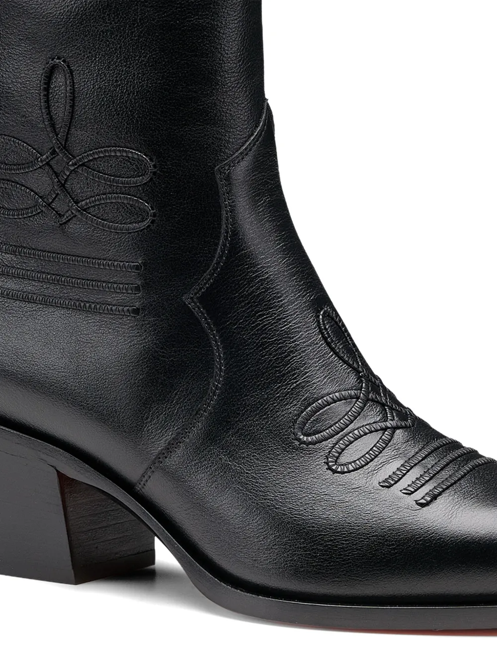 Santoni embroidered leather ankle boots Zwart