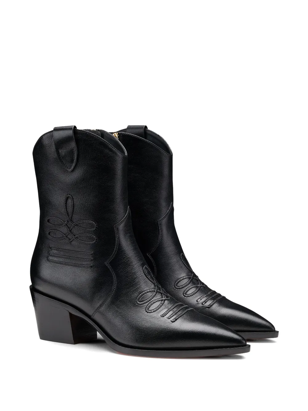 Santoni embroidered leather ankle boots Zwart