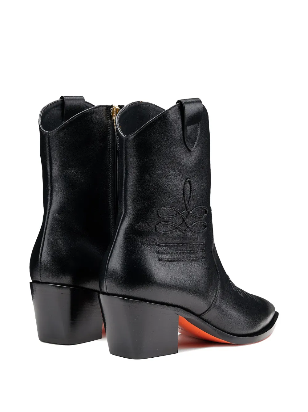 Santoni embroidered leather ankle boots Zwart