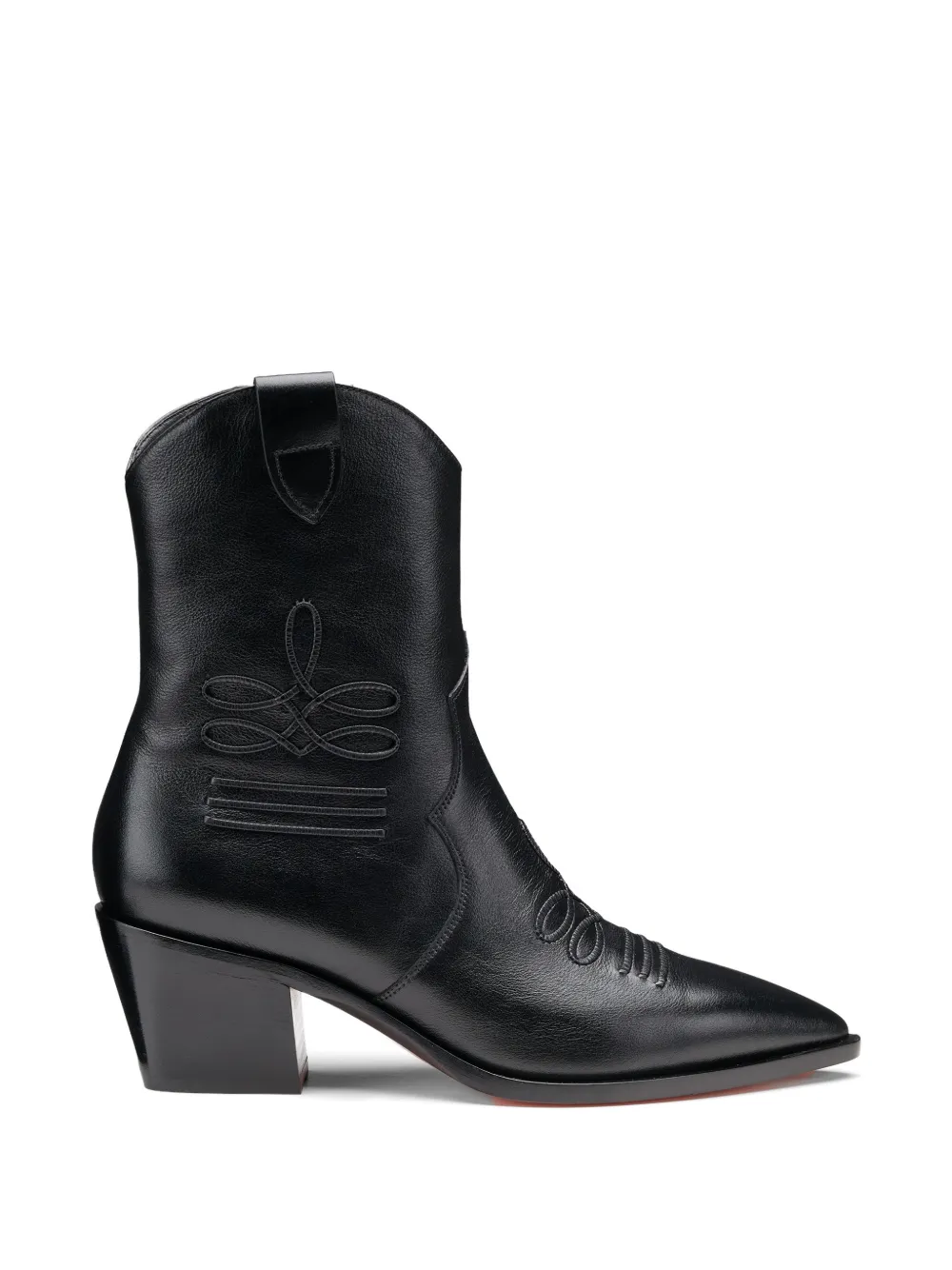 Santoni embroidered leather ankle boots Zwart