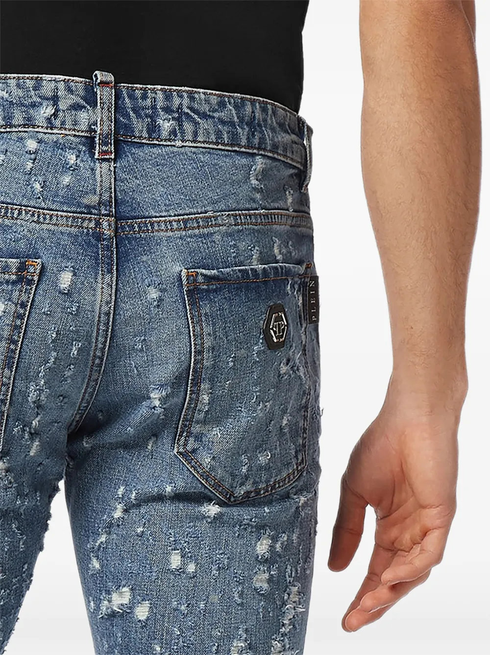 Philipp Plein Gerafelde jeans Blauw