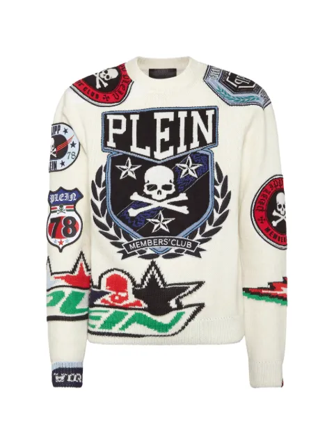 Philipp Plein patches round-neck sweater