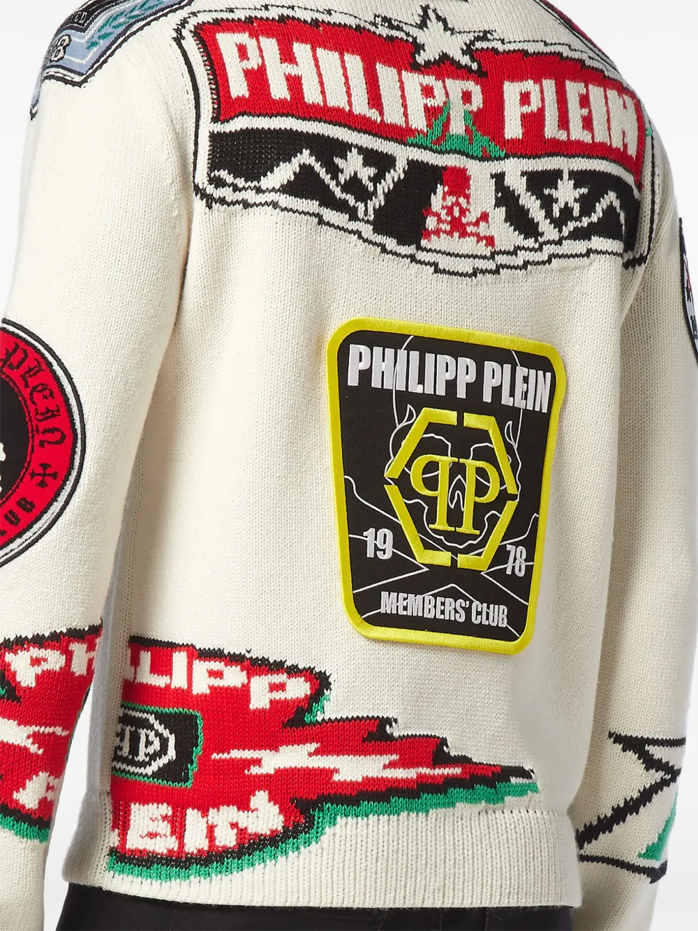 Philipp Plein Trui met ronde hals en patches Beige
