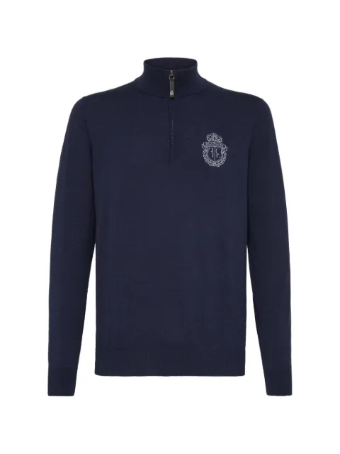 Billionaire logo-embroidered half-zip sweater