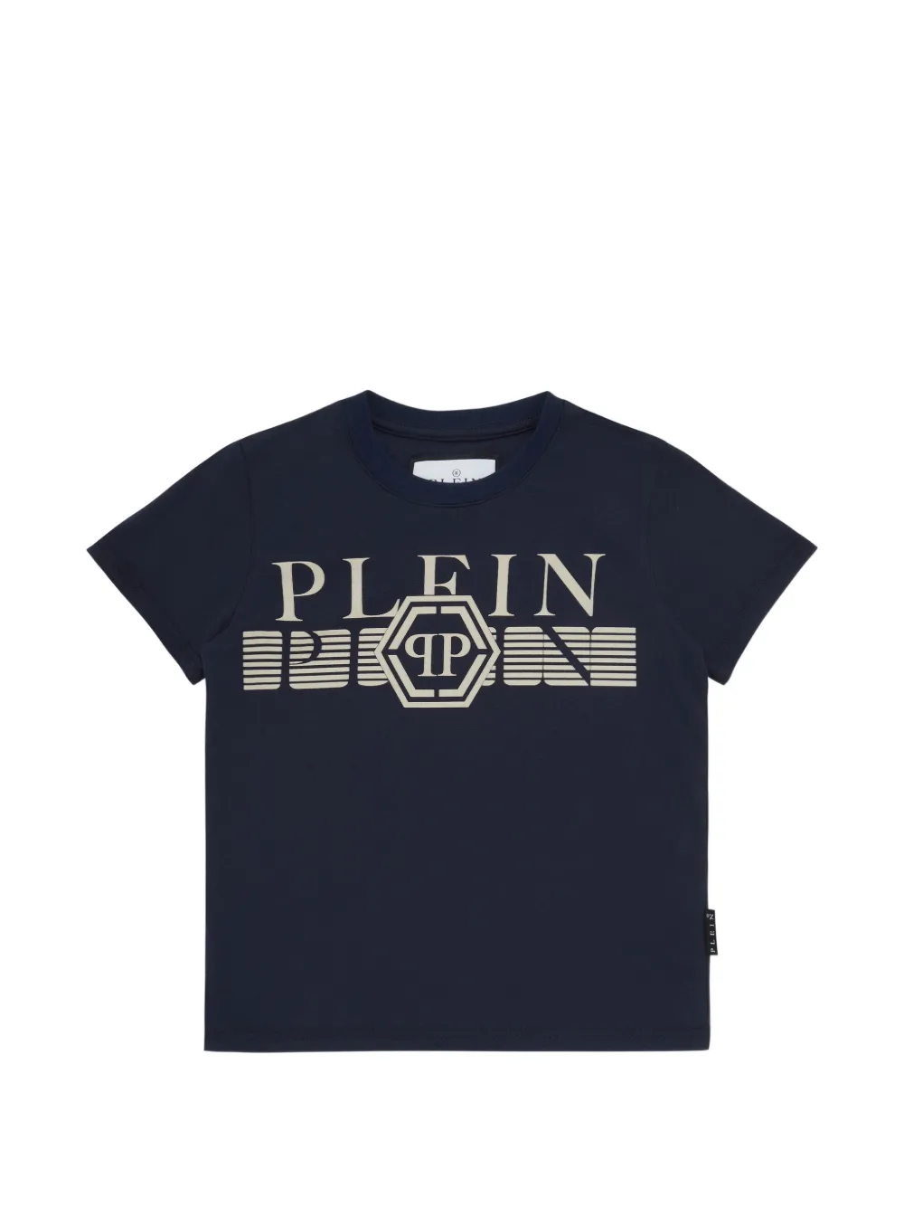 Philipp Plein Junior logo print round neck T-shirt - Blu