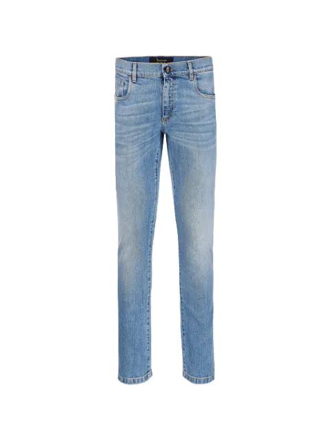 Billionaire leather-patch straight jeans