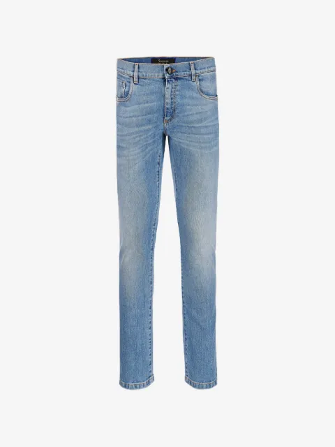 Billionaire jeans rectos con parche de piel