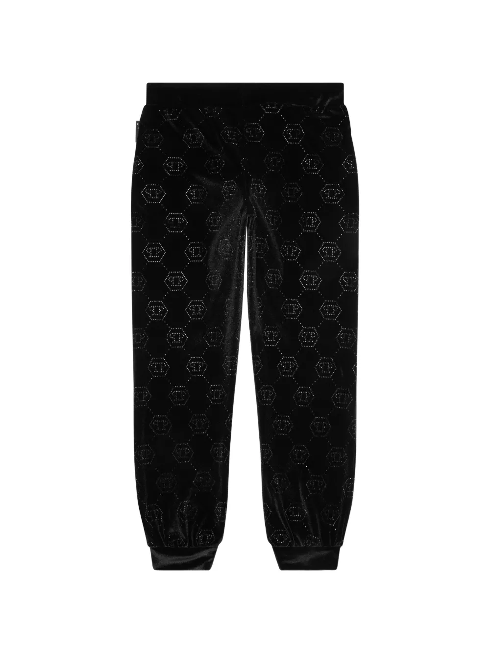 Philipp Plein Junior Joggingbroek met stras monogram Zwart