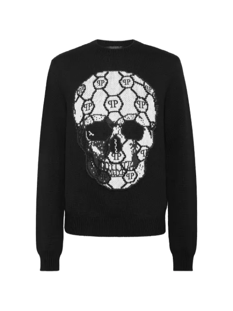Philipp Plein skull round-neck sweater