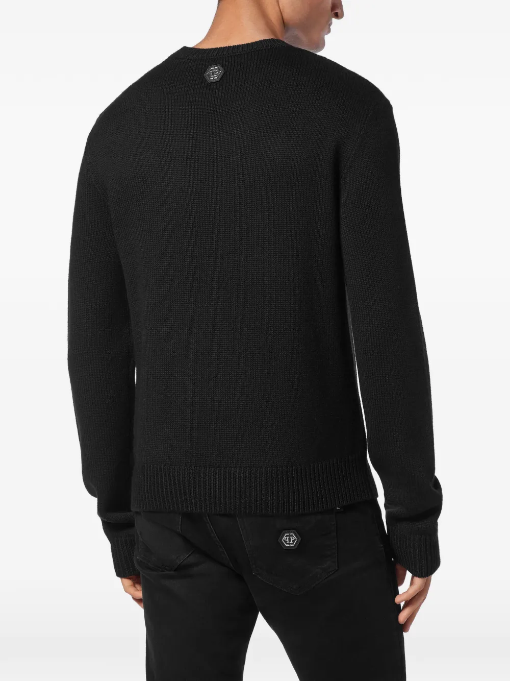 Philipp Plein Trui met ronde hals en doodskop Zwart