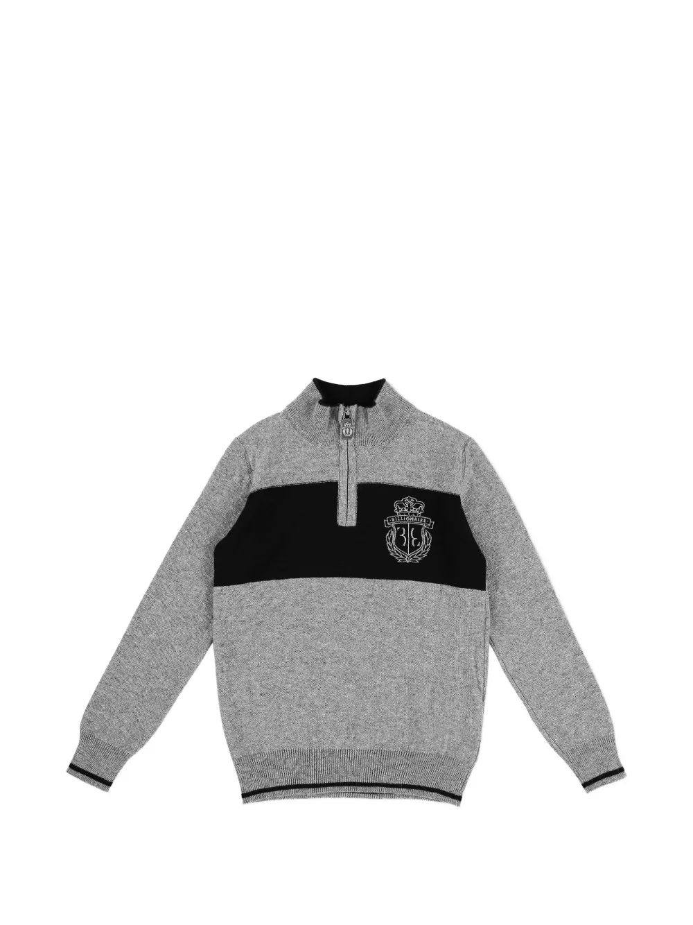 Billionaire Kids zip mock striped pullover - Grigio