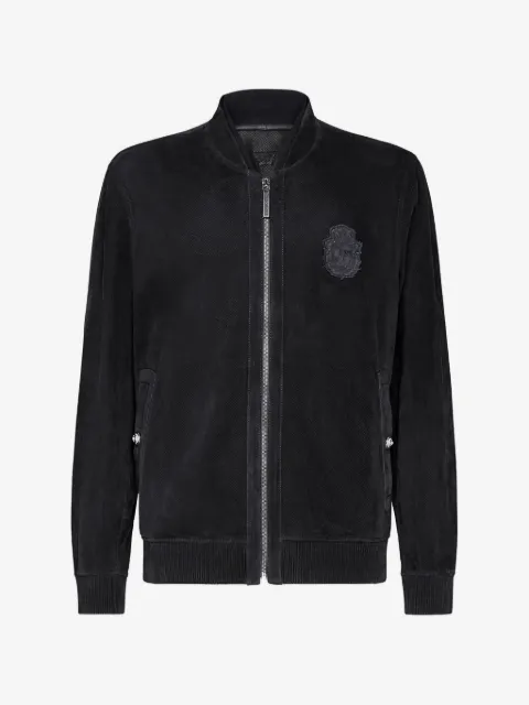 Billionaire veste en cuir à écusson à blason