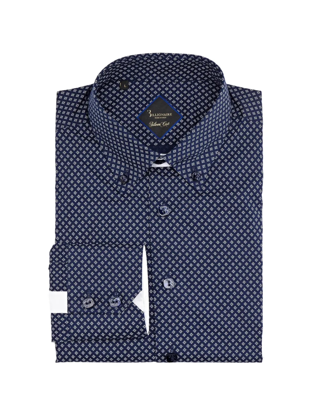 Billionaire Brody overhemd met print en knopen Blauw