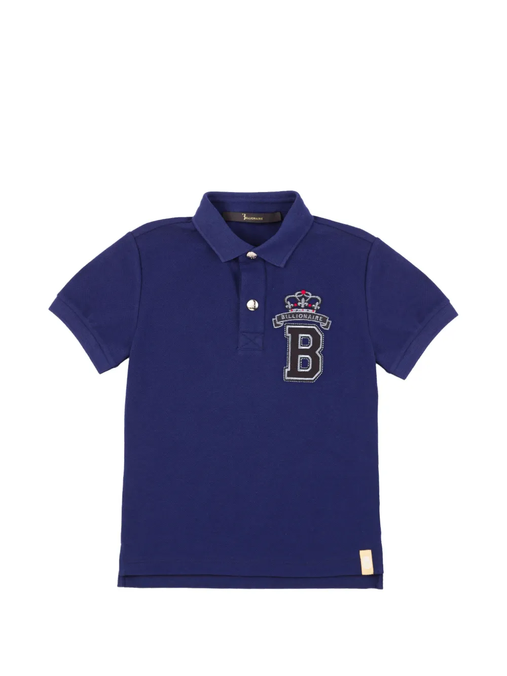 Billionaire Kids embroidered crest logo polo shirt - Blu