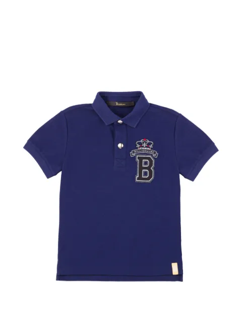 Billionaire Kids embroidered crest logo polo shirt