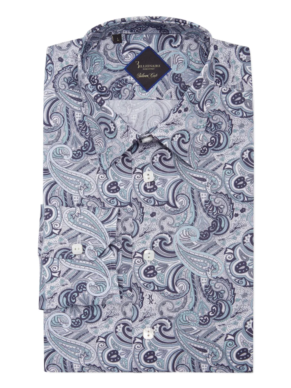 Billionaire Silver Cut Milano Original overhemd met paisley-print Blauw
