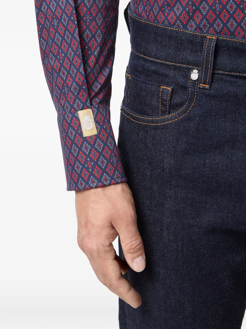 Billionaire Shirt Silver Cut Flavio geometrisch overhemd Blauw