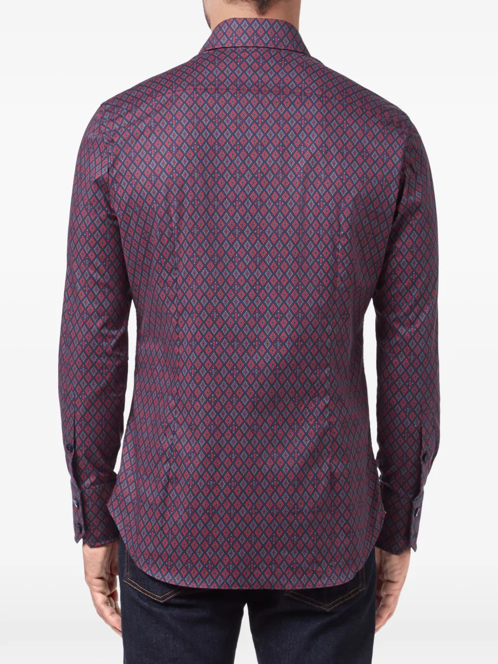Billionaire Shirt Silver Cut Flavio geometrisch overhemd Blauw