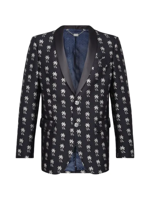 Billionaire blazer à simple boutonnage et motif de palmiers