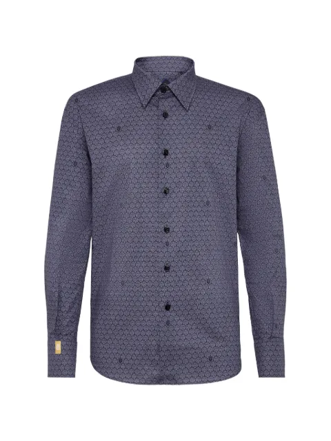 Billionaire lion-print button-up shirt