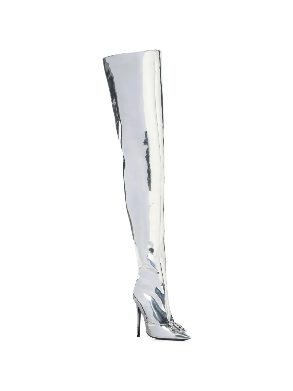 Philipp Plein Metallic overknee laarzen Zilver