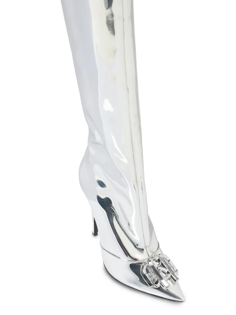 Philipp Plein Metallic overknee laarzen Zilver