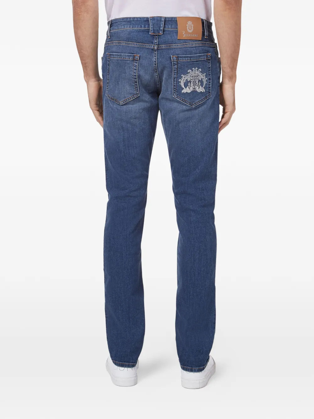 Billionaire Baroque straight jeans met borduurwerk Blauw