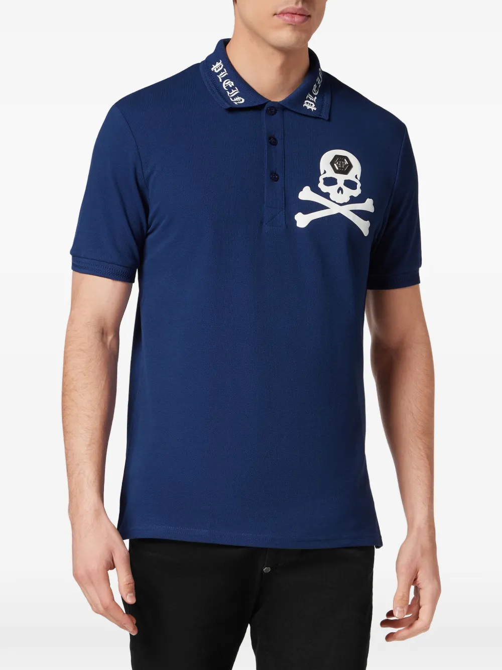 Philipp Plein Poloshirt met geborduurde doodskop Blauw