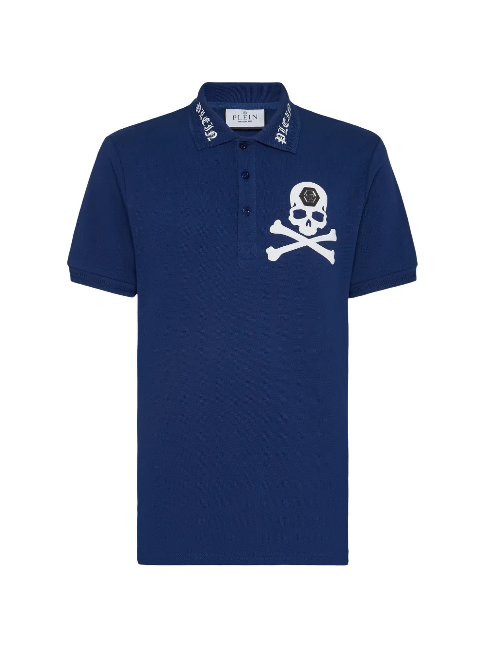 Philipp Plein skull-motif embroidered polo shirt - Blau