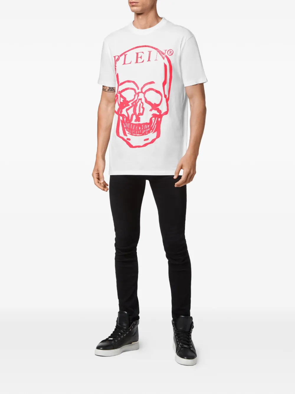 Philipp Plein T-shirt met doodskopprint Wit