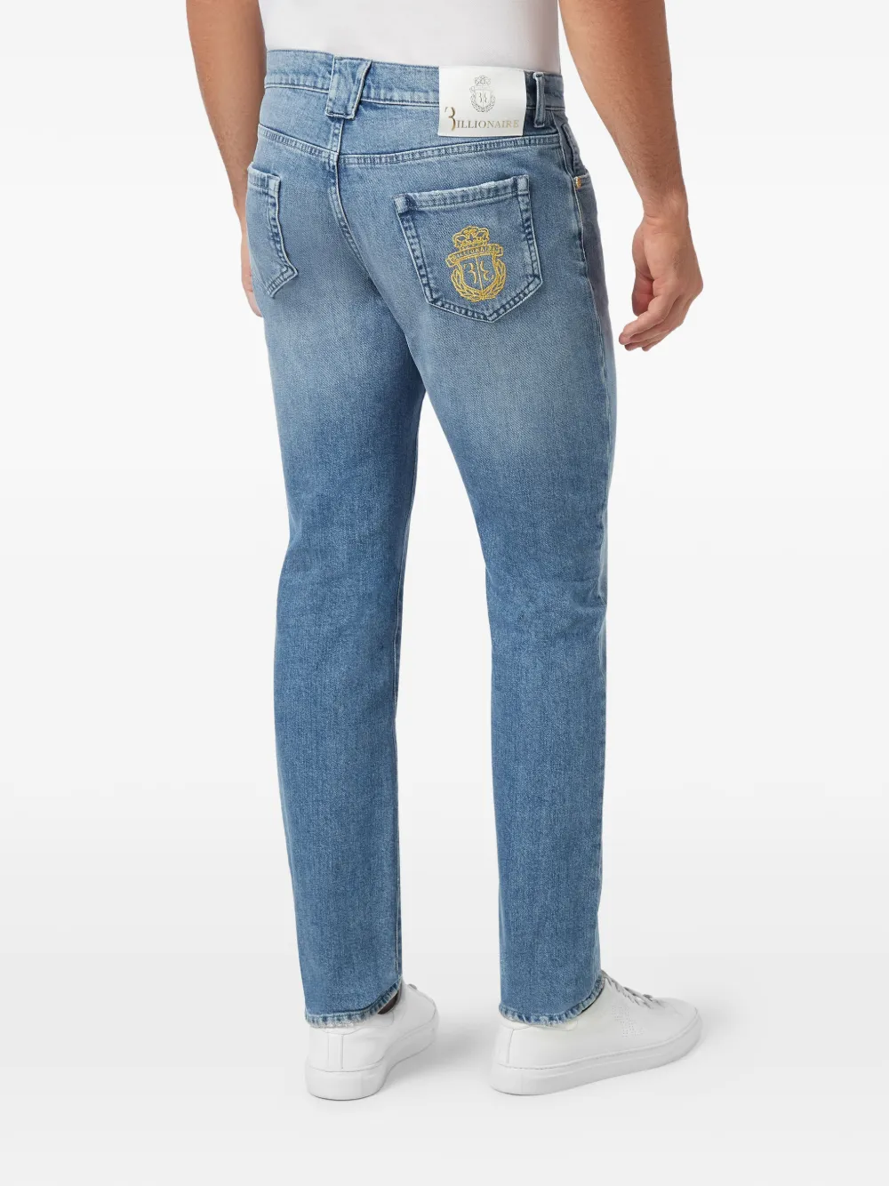 Billionaire Straight jeans met borduurwerk Blauw