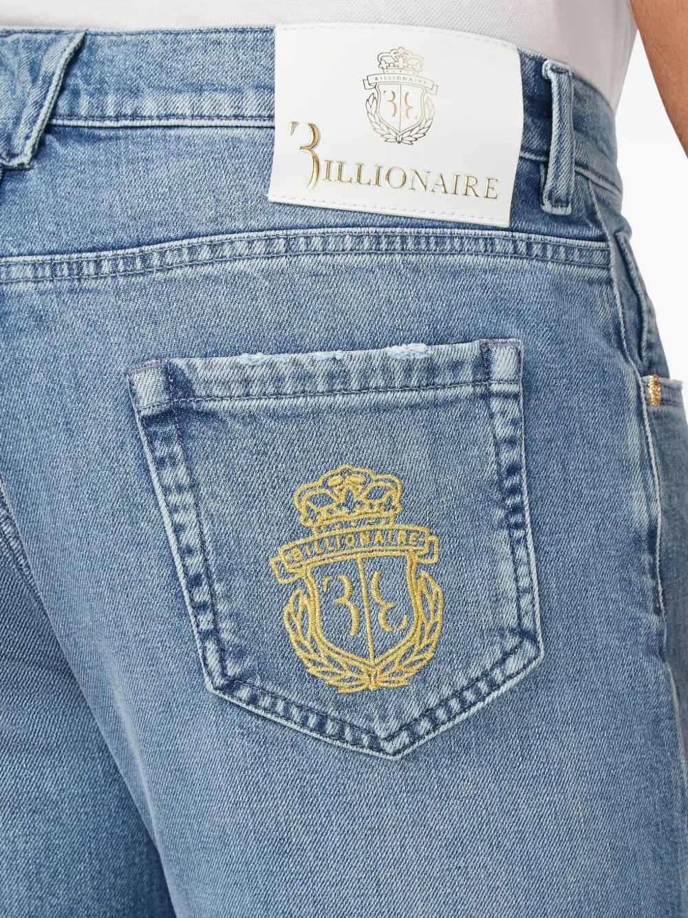 Billionaire Straight jeans met borduurwerk Blauw