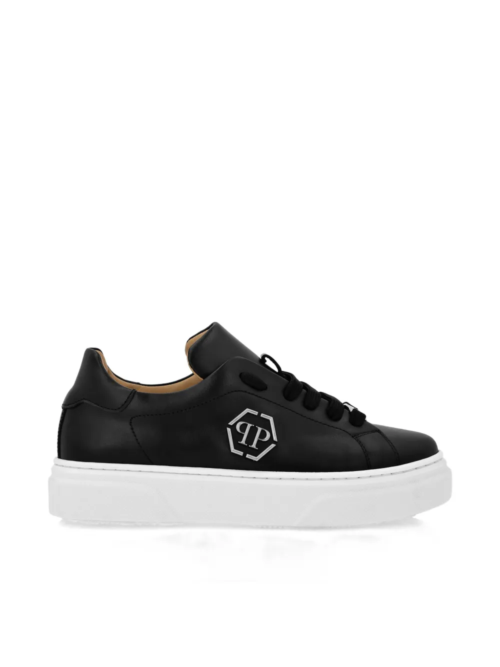 Philipp Plein Junior low-top leather sneakers Zwart