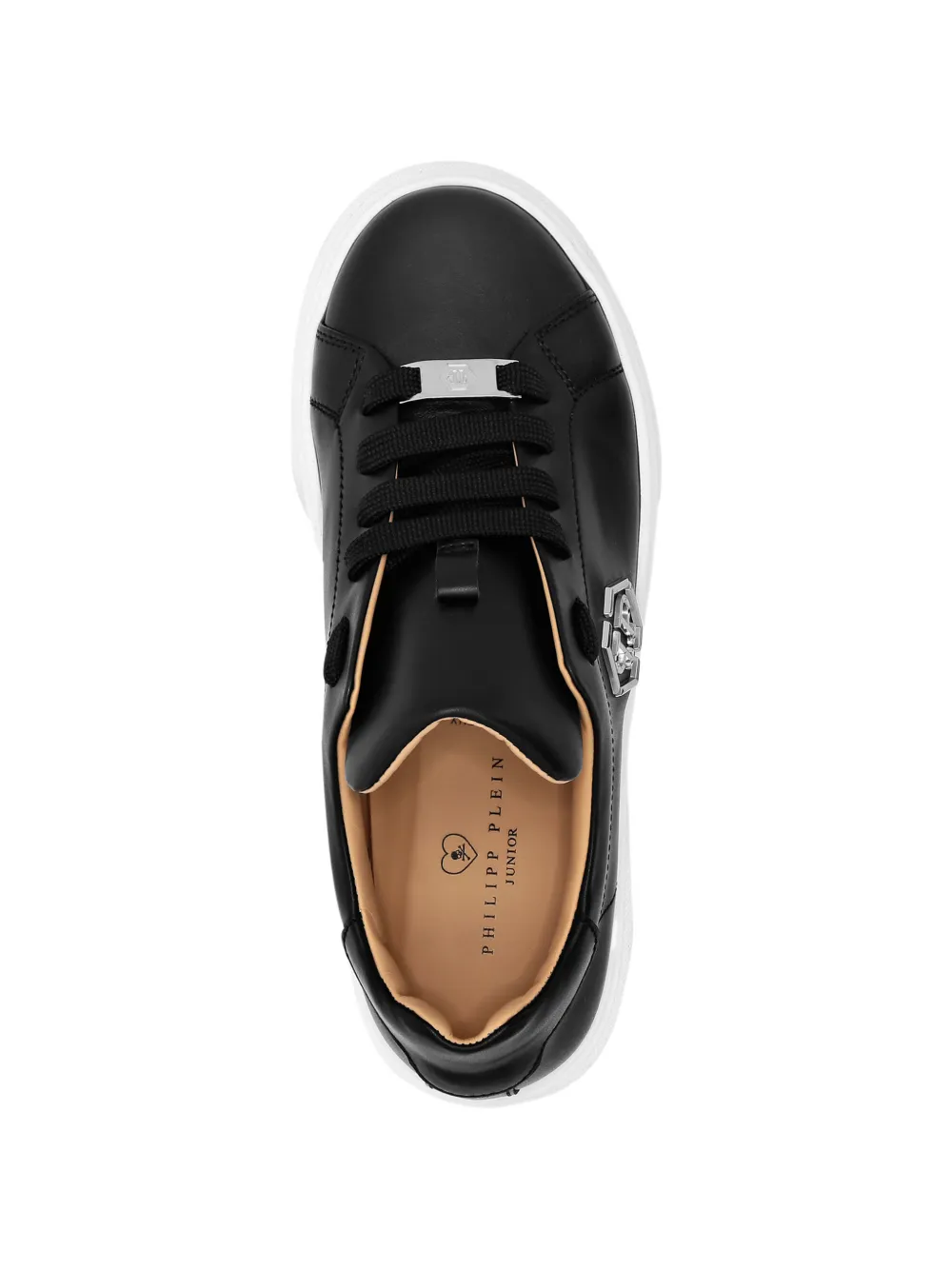 Philipp Plein Junior low-top leather sneakers Zwart