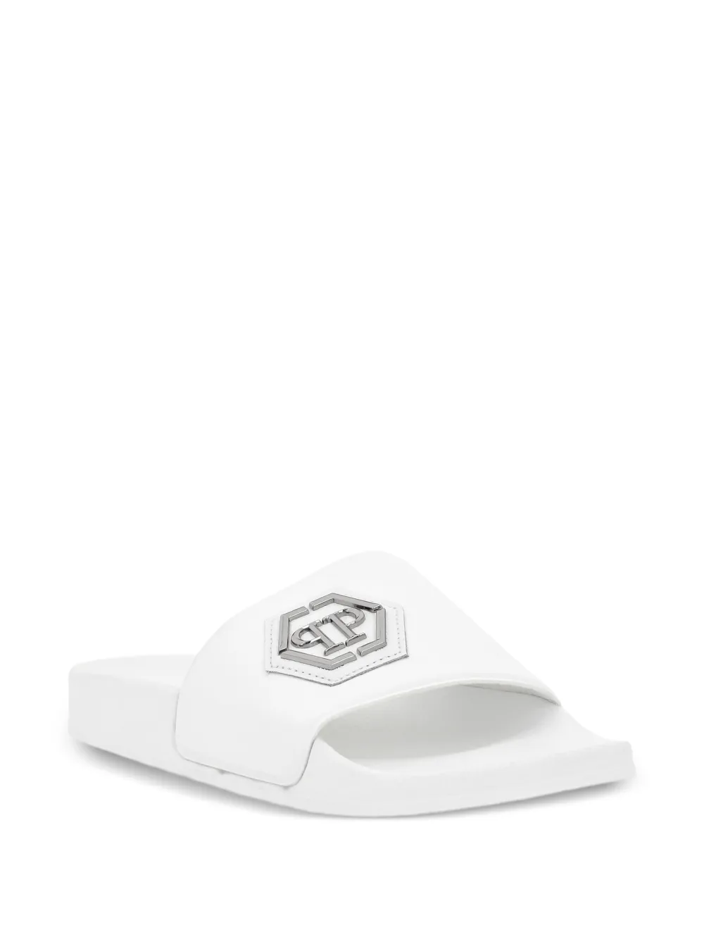 Philipp Plein Junior logo-detail flat sandals - Bianco