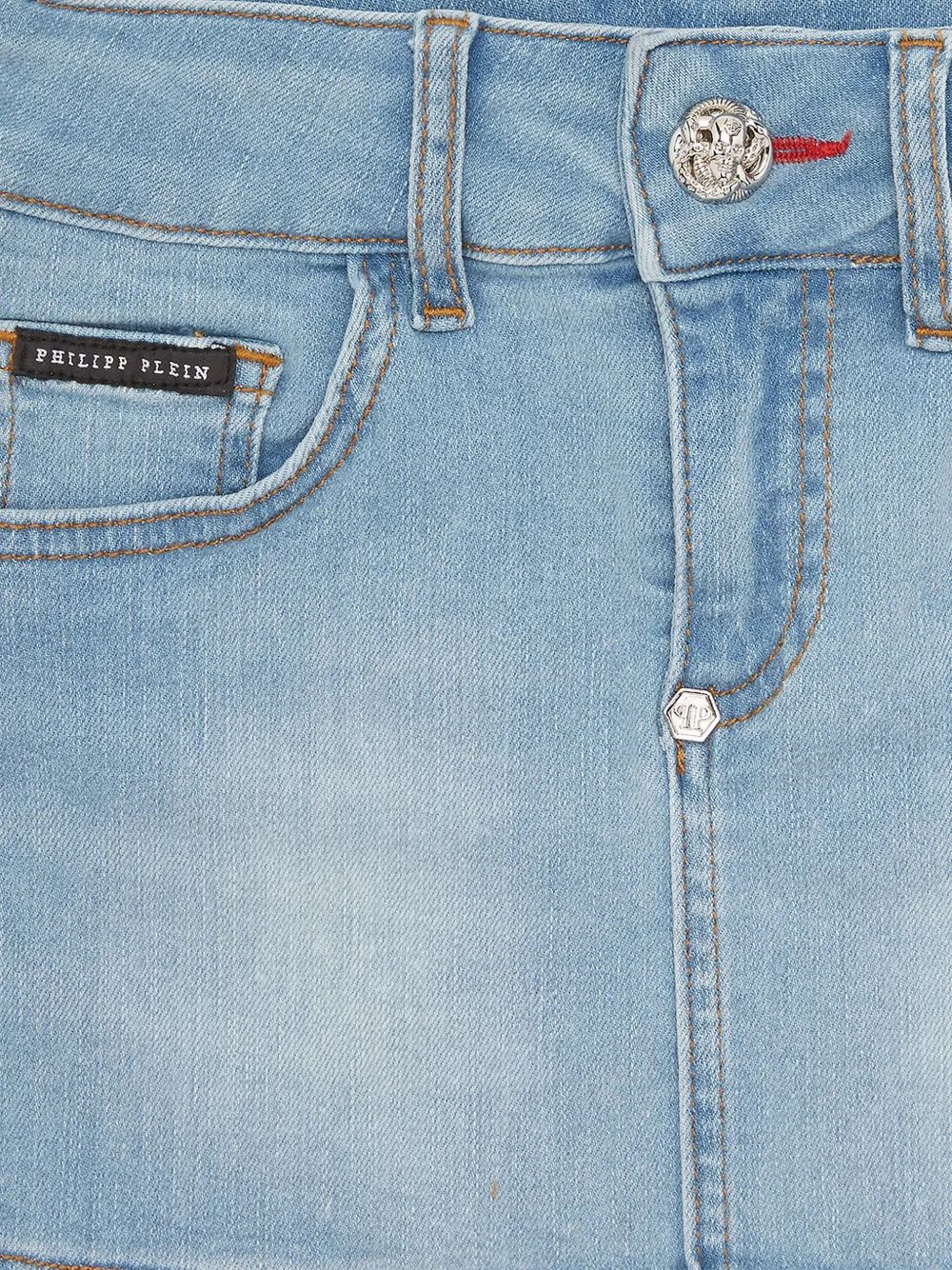 Philipp Plein Junior Spijkerrok met knopen Blauw
