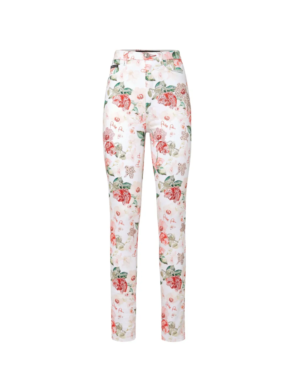 Philipp Plein crystal tropical flower trousers - Bianco